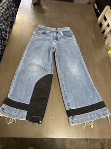 Vintage Lee Pipes Jeans Youth Medium 24x24 Black Baggy 90s Skater Grunge Y2K BMX - Picture 1 of 16