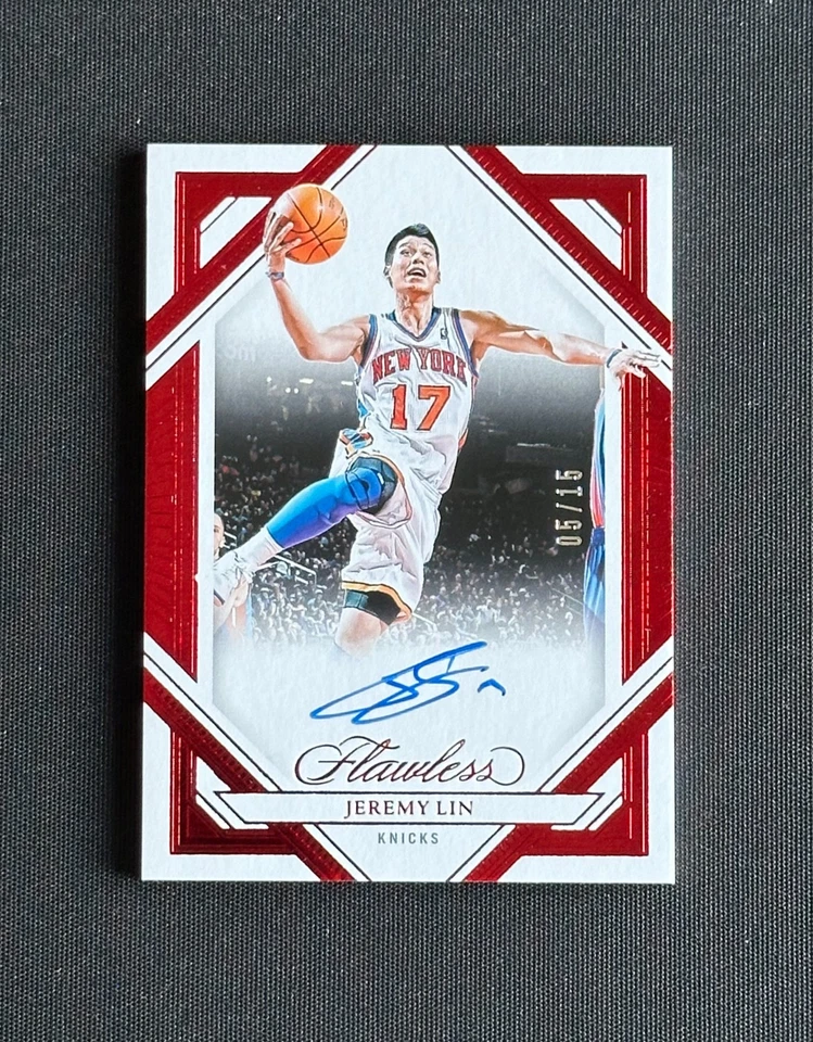 2023-24 Flawless Jeremy Lin Frame Signatures Ruby Auto /15 Knicks #FFS-LIN - Image 1 of 2