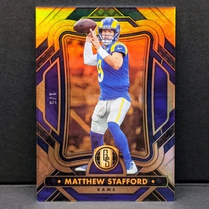 Panini Gold Standard Matthew Stafford 2023 #'d 1/5 Sapphire LA Rams UGA #25 casi nuevo - Imagen 1 de 11