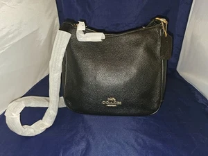 Coach Ellie Gold/Schwarz Raffiniertes Kiesel Leder Akten Tasche/Umhängetasche C1648 NEU - CB5 - Bild 1 von 17