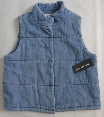 Colete acolchoado MARC NY feminino M algodão denin gola alta encaixe frontal bolsos - Imagem 1 de 4