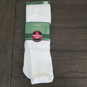 Calcetines deportivos Wigwam 7 pies extra altos blancos para hombre 9-17 hechos en EE. UU. 26" F1019 NUEVOS DE STOCK - Imagen 1 de 9