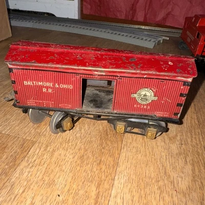 Ives 64385 Baltimore and Ohio boxcar made between 1918-25, prewar o gauge Red - Image 1 of 4