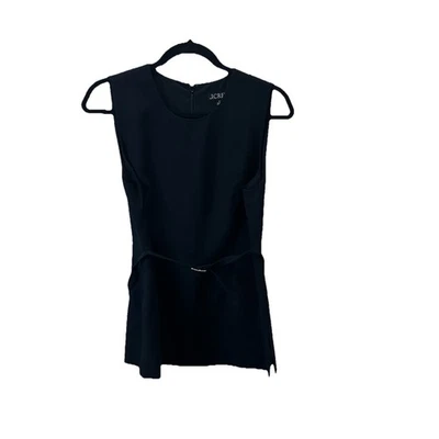 J. Top Crew Negro Cinturón Sin Mangas Viscosa Lona Carrera Preppy Mujer Talla 8 Foto 1 de 4