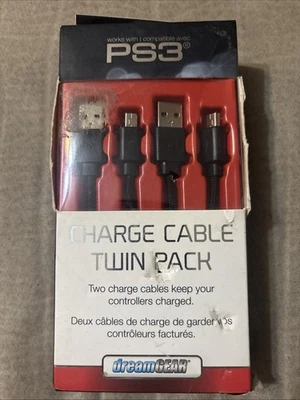 Paquete doble de cable de carga dreamGEAR para mandos PS3 Foto 1 de 4