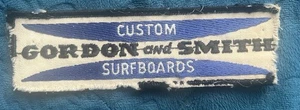 VTG 60’s Gordon Smith Surfboards Classic Blue Logo Original Hand Sewn Surf PATCH - Picture 1 of 13