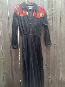 Vintage Carol Anderson Denim Rodeo Western tanzendes Cowboykleid ~ Größe 9/10 - Bild 1 von 7