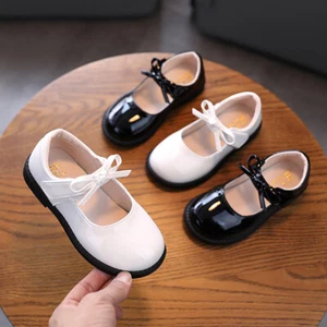 Girls School Shoes Kids Baby Formal Evening Fancy Wedding Party Dress Shoes Size - Picture 1 of 18
