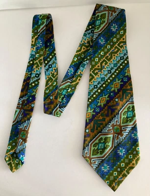 Courtley Vintage Men's Necktie 1960s Wide Kipper Tie Mod Colorful Blue Green EUC - Image 1 of 4