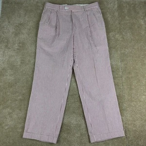 Berle mens Pants 34x29 Red Stripe Seersucker Yacht Resort Golf Preppy Pleated - Picture 1 of 15