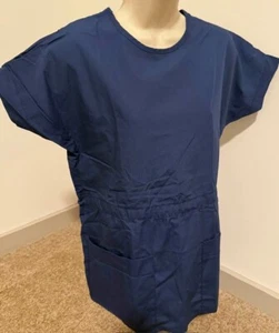 A1 APPAREAL WOMENS SCRUB TOP EXTRA SMALL BLUE NEW BUTTON UP BACK - Picture 1 of 2