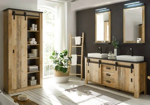 Bad Möbel komplett Set Badezimmer mit Doppelwaschtisch Waschbecken Schrank Stove - Bild 1 von 9