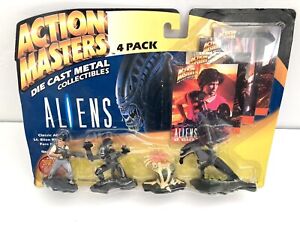 Aliens Die-Cast Metal Action Masters Collectibles 4 Pack Figures Trading Cards