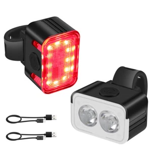 Rechargeable Bike Bicycle Front Rear Light Waterproof Tail Back Lamp Headlight - Picture 1 of 32