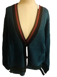 Zenana Boutique Damen türkis blau rot Streifen plus Cardigan Pullover Gr. 3x - Bild 1 von 11