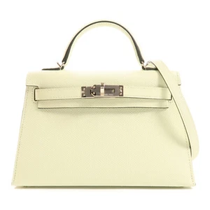 HERMES PHW Mini Kelly 2 2 Way Shoulder Bag Handbag Epsom Vert Fizz/Light Green - Picture 1 of 14