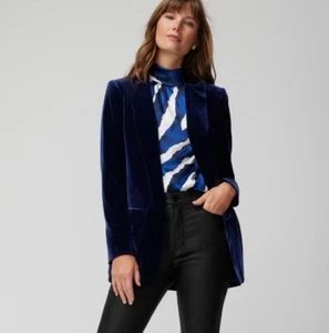 NWT White House Black Market, Blue Velvet/Black Trim One Button blazer size 18 - Picture 1 of 9
