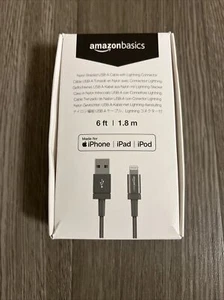 Amazon Basics Nylon USB-A to  Cable Cord, MFi 6 , Dark Gray - Picture 1 of 6