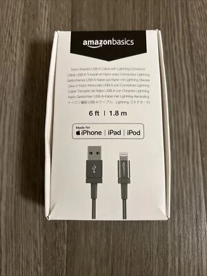 Amazon Basics Nylon USB-A to  Cable Cord, MFi 6 , Dark Gray - Image 1 of 4
