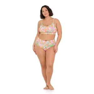 Ninety-Nine Swimsuit 690 Elect Vibe 2 pcs Plus 1X Floral Cut Out Bralette NWT - Picture 1 of 12