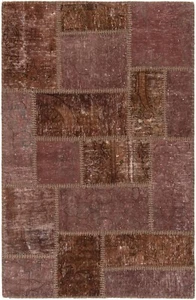 Patchwork Tissés à la Main Tapis Persan 127x82 cm-Orient,Tapis,Rug,Vintage,Braun - Imagen 1 de 8
