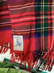 Vintage Royal Scot STEWART Plaid Throw Blanket 100% Wool 51" x 65" - Picture 1 of 6