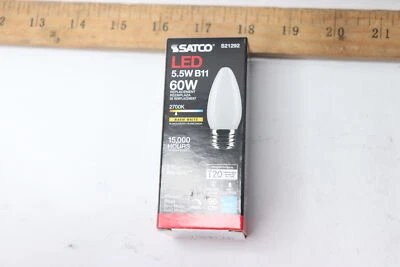 (6-Pk) Satco B11 LED Bulb Frost Medium Base 90 CRI 2700K 5.5W S21292 - Image 1 of 3