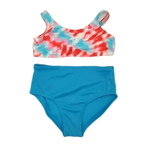 Art Class Girls S 6/7 Bikini Two Piece Swim Set Tie Dye Blue Orange Swimwear - Picture 1 of 10