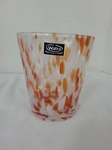 Alicja Watra Kunstglas orange + weiß Vase/Schale Polen 6,5" - Bild 1 von 14