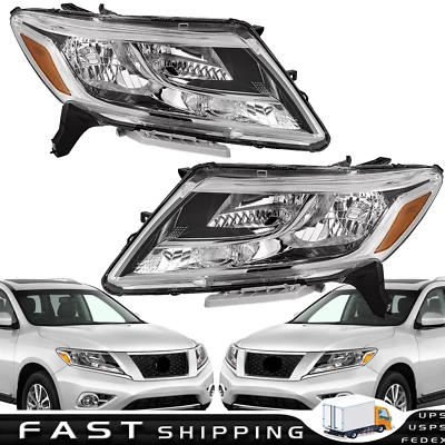 Pair Headlights Headlamps Assembly For 2013-2016 Nissan Pathfinder Left + Right - Image 1 of 4
