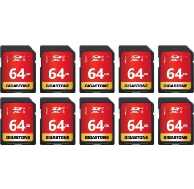 Gigastone 64GB SD Card UHS-lU1 Class 10 SDXC Memory Cards For HD Videos/Photos - Image 1 of 4