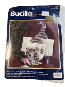 vintage Bucilla 6280 cross stitch craft kit kitten cat letter holder - Picture 1 of 4