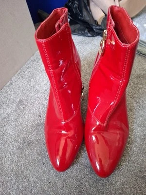 Stivaletti Topshop vintage rossi stile anni 60/70, con zip. Taglia 4 - Immagine 1 di 4