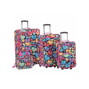Rockland F125-NEWHEART Jungle 4 Piece Softside Expandable Luggage Set - Picture 1 of 3