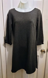Vince Camuto Dark Gray 3/4 Sleeve Sheath Dress Sz 6 Back Zipper - Picture 1 of 9
