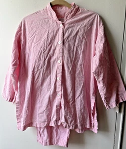 Crabtree& Evelyn 2 pc Pajama Women sz M Pink Cotton Long Sleeve Shirt& Pants EUC - Picture 1 of 10