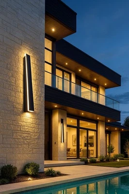 Aplique de pared LED moderno largo para exterior para jardín patio Foto 1 de 4