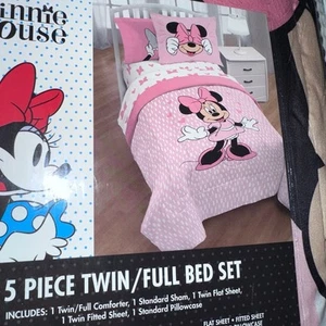 Minnie Mouse Twin / full size 5 pc set comforter sheets bed bedding - Picture 1 of 3