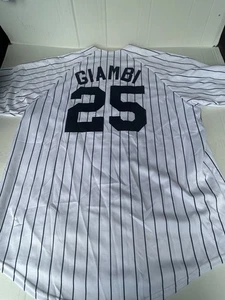 NY Yankees #25 Giambi Baseball Jersey Men Sz XL Majestic Sewn Vintage White - Picture 1 of 8