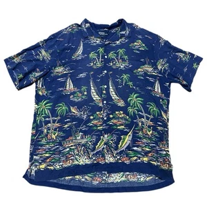 Polo Ralph Lauren Shirt Mens 2XLT Tall Caldwell Fishing Boat Hawaiian Camp VTG - Picture 1 of 5
