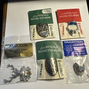 LOT of 5pcs Vintage  Hiking Walking Stick Medallion Mount Badge New Old Stock 4 - Picture 1 of 14