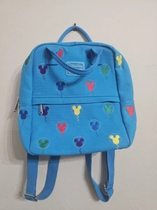 Disney Parks Loungefly Mickey Mouse Balloons Blue Canvas Backpack Rare Htf - Picture 1 of 6