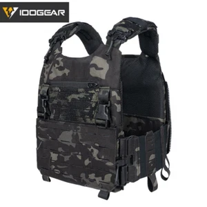 IDOGEAR Plate Carrier Tactical Vest Quick Release & Laser Cut MOLLE Paintball MC - Picture 1 of 18