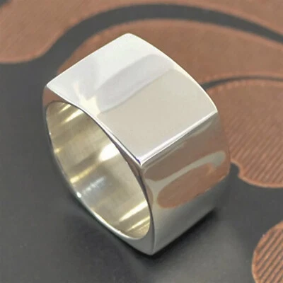 Solid 925 Sterling Silver Minimalist Square Chunky Wide Handmade Ring For Her - image 1 of 4