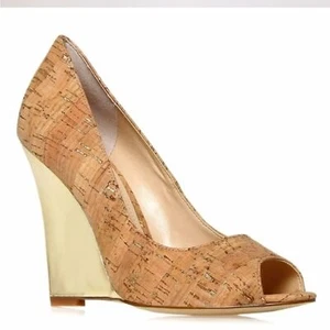 Nuevos tacones de cuña de corcho dorado Enzo Angiolini Amerly 7 m - Imagen 1 de 9