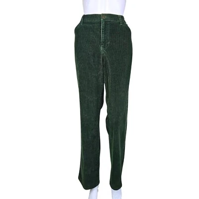 Pantalones de tiro medio St Johns Bay talla 12 vintage verde pana algodón pierna recta Foto 1 de 4