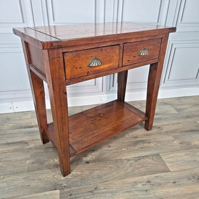 Rustic Vintage Reclaimed Solid Wooden Hall Console Table Drawers - Irish Coast - Image 1 of 4