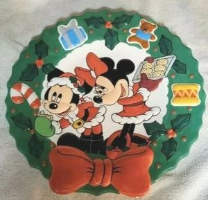 Disney Mickey Mouse & Minnie Mouse Weihnachten Deko Keramik 10" Teller - Bild 1 von 6