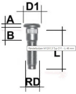 Rändelbolzen M12 x 1,5 x 46 mm RD15,4 mm - Picture 1 of 1