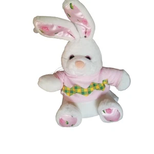 GEMMY White Rabbit Easter Bunny Plush Stuffed Animal Singing Animated Satin Ears - Picture 1 of 10